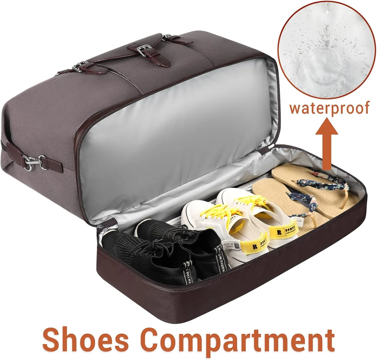 IBFUN Weekender Bags for Women, Large Overnight Bag Canvas Travel Duffel Bag Carry On Tote with Shoe Compartment 21" 3Pcs Set