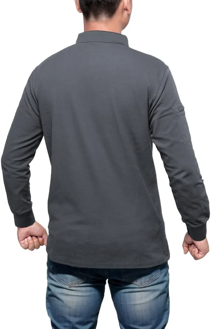 IDOGEAR Men's Shirts Long Sleeve Golf Shirt Quick Dry Collar Shirts Tactical Casual Work Fish Outdoor Clothing