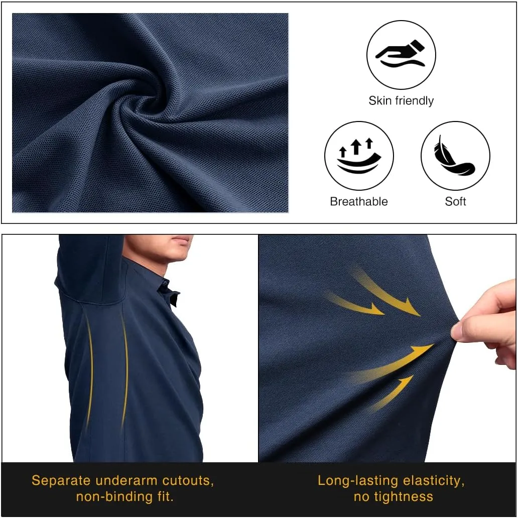 IDOGEAR Men's Shirts Long Sleeve Golf Shirt Quick Dry Collar Shirts Tactical Casual Work Fish Outdoor Clothing