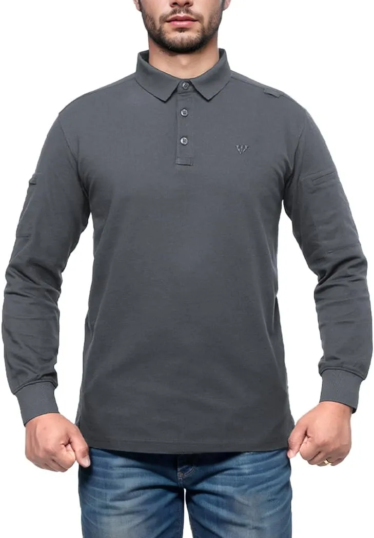 IDOGEAR Men's Shirts Long Sleeve Golf Shirt Quick Dry Collar Shirts Tactical Casual Work Fish Outdoor Clothing