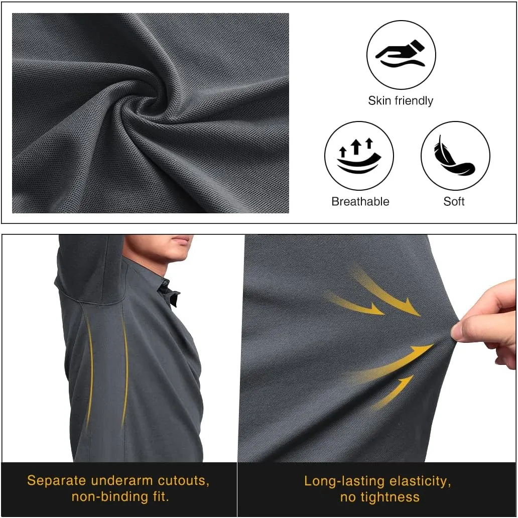 IDOGEAR Men's Shirts Long Sleeve Golf Shirt Quick Dry Collar Shirts Tactical Casual Work Fish Outdoor Clothing