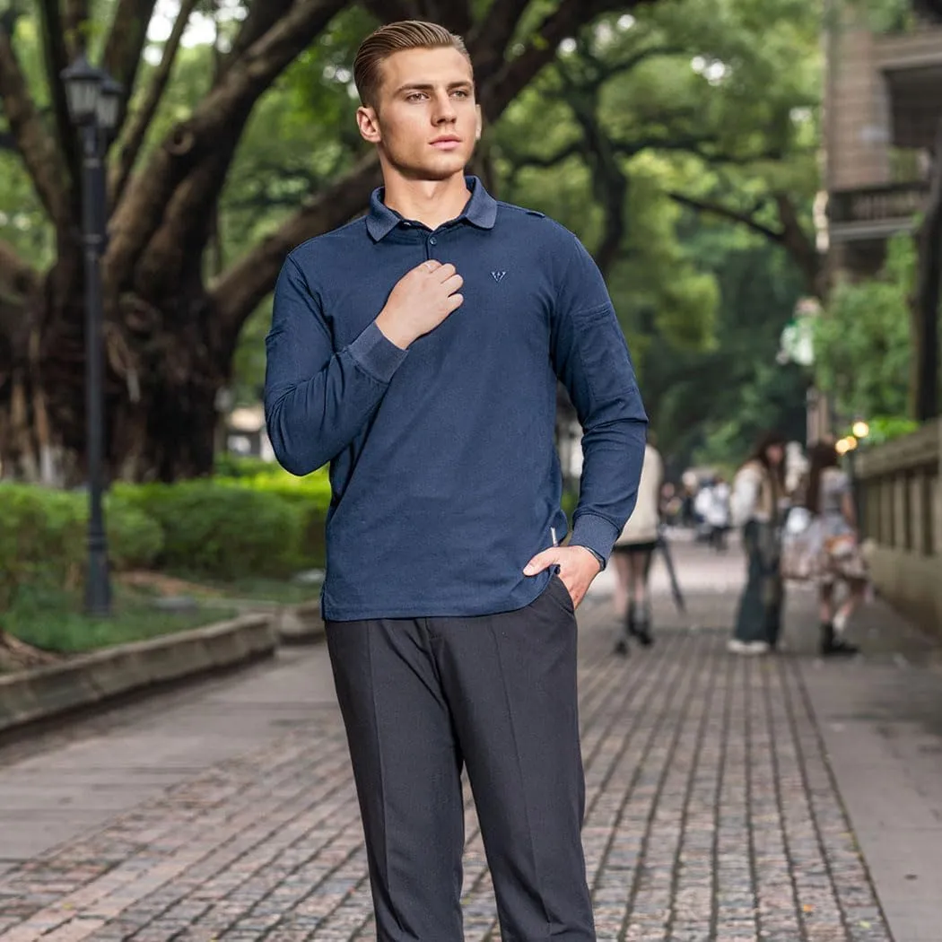 IDOGEAR Men's Shirts Long Sleeve Golf Shirt Quick Dry Collar Shirts Tactical Casual Work Fish Outdoor Clothing