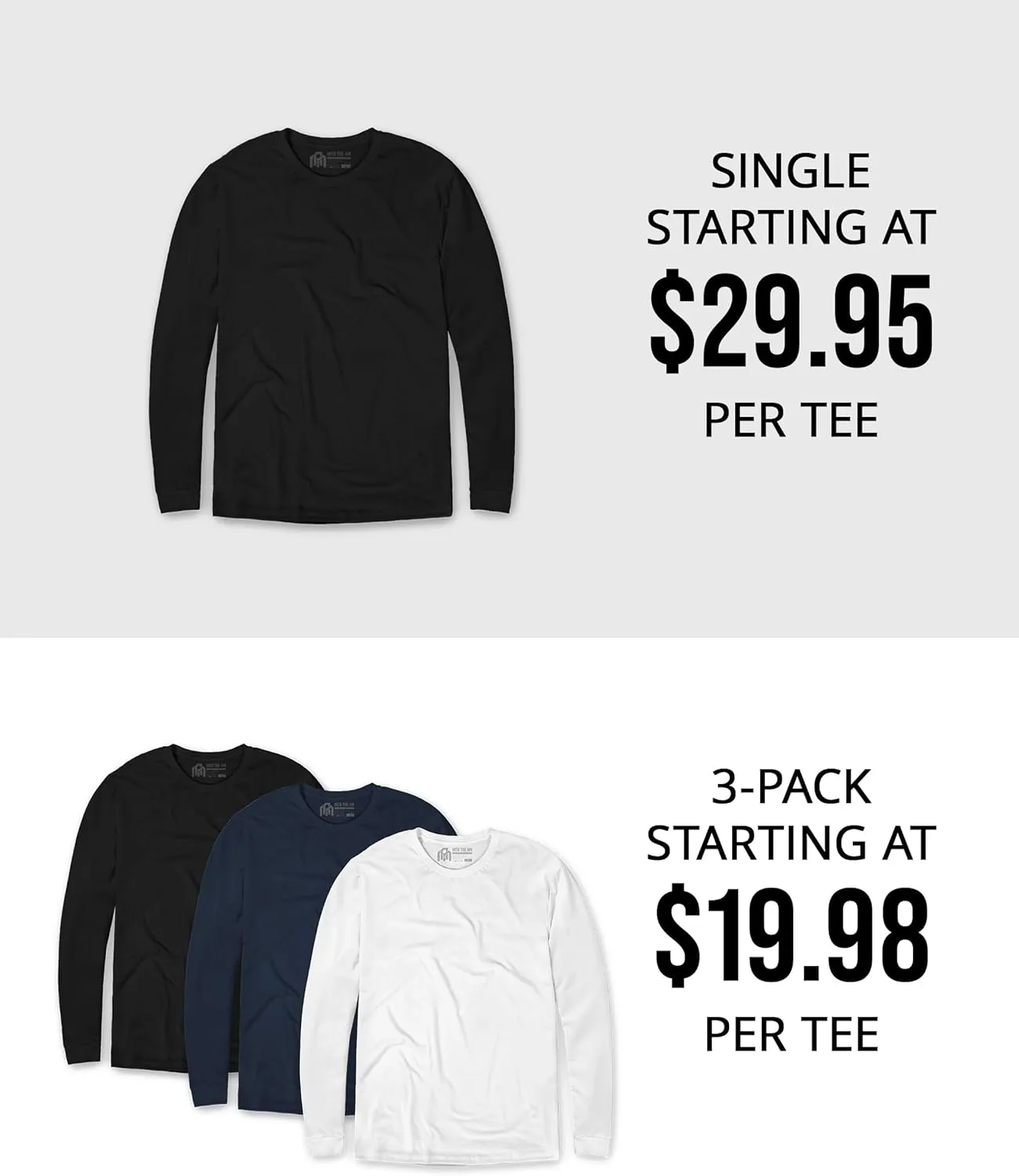 INTO THE AM Long Sleeve Tee Shirts for Men S-3 XL - Men's Longsleeve Casual Work T-Shirts
