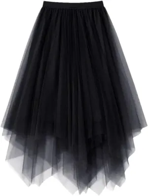Irregular Solid Color Pleated Skirt Women High Classic Casual All-Match Lady A-Line Skirt