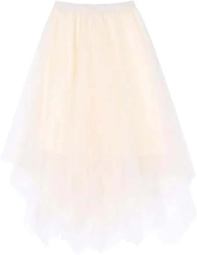 Irregular Solid Color Pleated Skirt Women High Classic Casual All-Match Lady A-Line Skirt