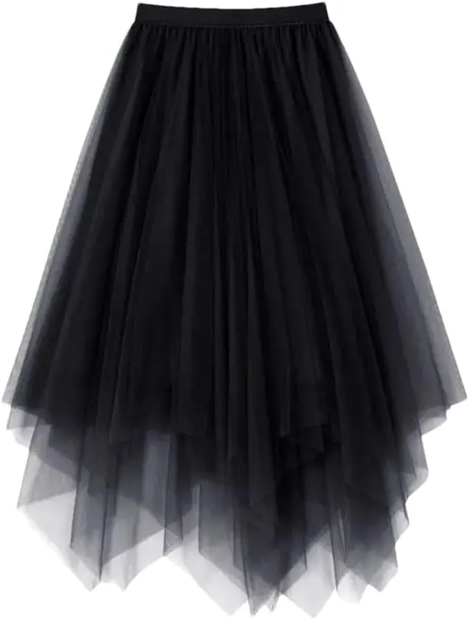 Irregular Solid Color Pleated Skirt Women High Classic Casual All-Match Lady A-Line Skirt