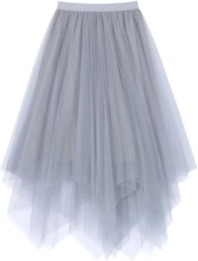 Irregular Solid Color Pleated Skirt Women High Classic Casual All-Match Lady A-Line Skirt
