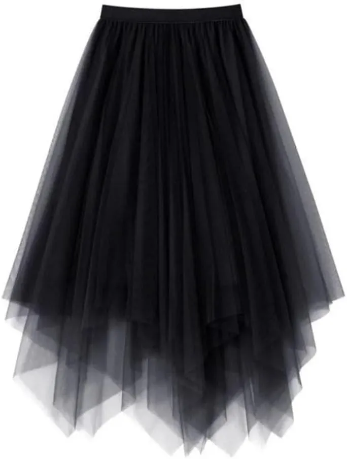 Irregular Solid Color Pleated Skirt Women High Classic Casual All-Match Lady A-Line Skirt