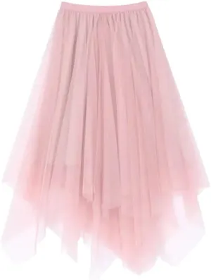 Irregular Solid Color Pleated Skirt Women High Classic Casual All-Match Lady A-Line Skirt