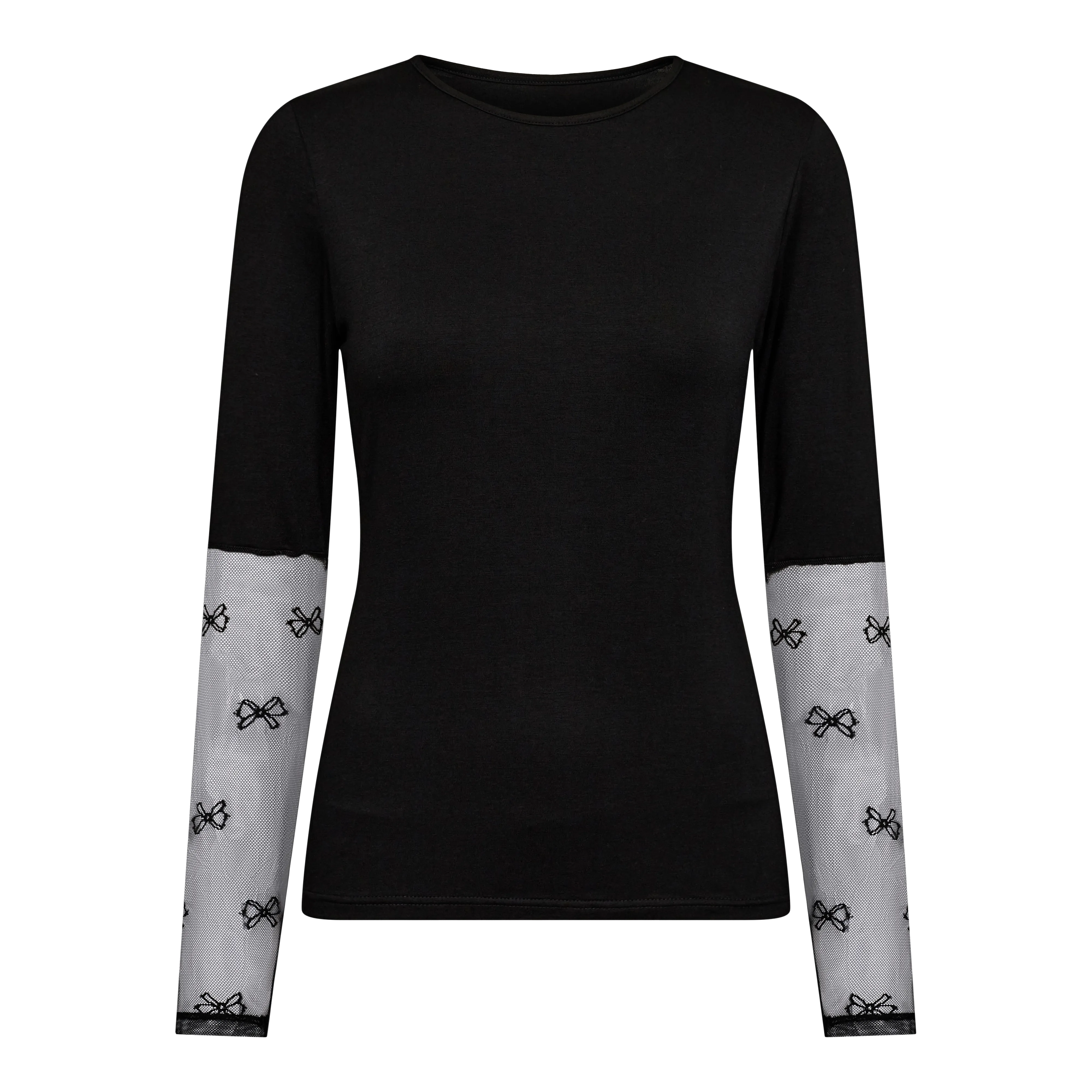 ISA-LS-LACE-SLEEVE-BLOUSE - BLACK BOW