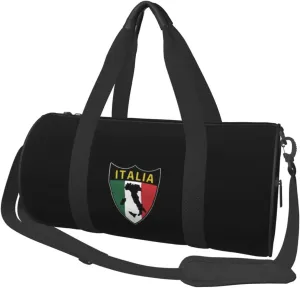 Italia-Flag-Shield-Love-Home-Italy- Convertible Garment Bag with Shoulder Strap, Carry on Garment Duffel Bag for Men Women - Rolling Foldable for Travel Luggage Bags (Black)