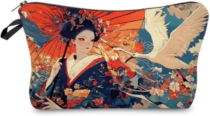 Japanese Geisha Makeup Bag Cute Small Organizer Zipper Pouch Japanese Geisha Cosmetic Bag Birthday Present for Women Friends -2