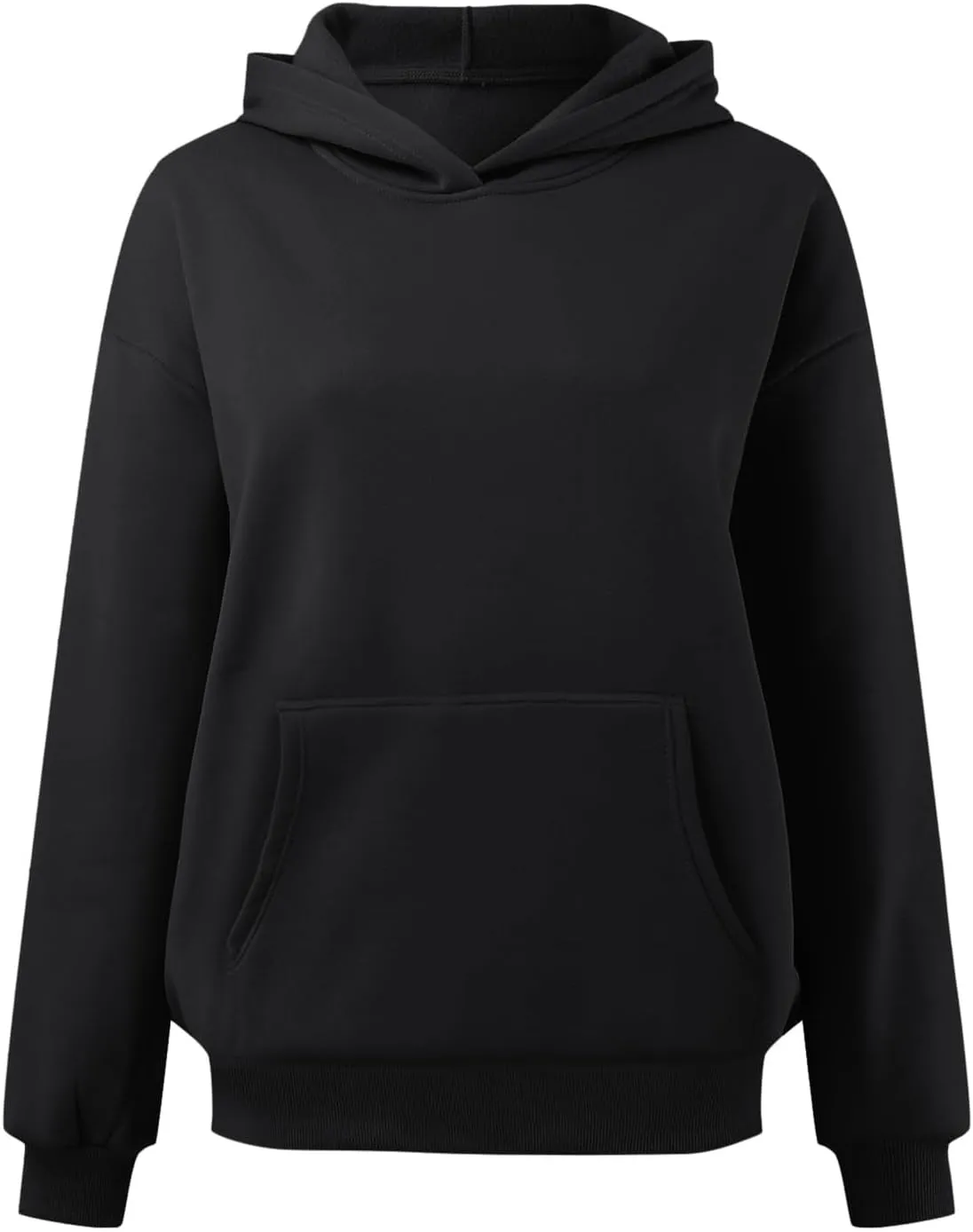 JiXiang Hoodies for Women Oversized Pullover Artificial Long Sleeve Short Velvet Sweaters Sweatshirts Clothes with Pockets