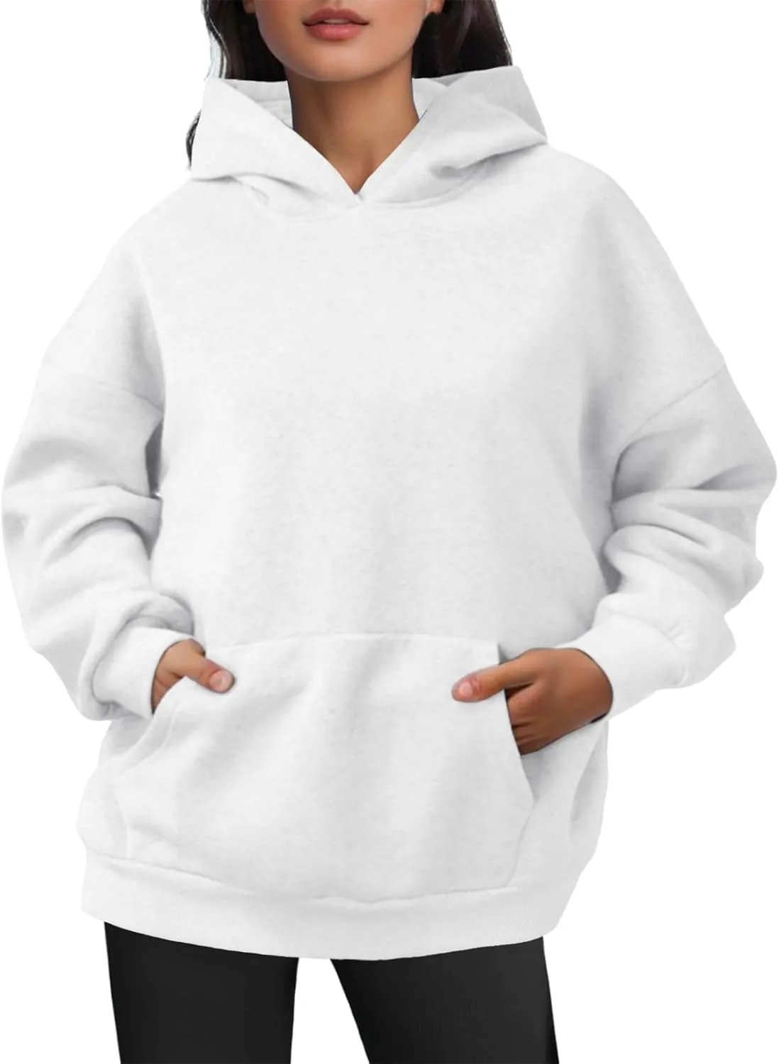 JiXiang Hoodies for Women Oversized Pullover Artificial Long Sleeve Short Velvet Sweaters Sweatshirts Clothes with Pockets