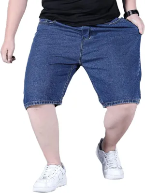 Jorts for Men Baggy Elastic Waist Pull On Denim Shorts Plus Size Straight Loose Jean Shorts Teen Boys Denim Jorts