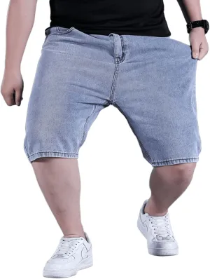 Jorts for Men Baggy Elastic Waist Pull On Denim Shorts Plus Size Straight Loose Jean Shorts Teen Boys Denim Jorts