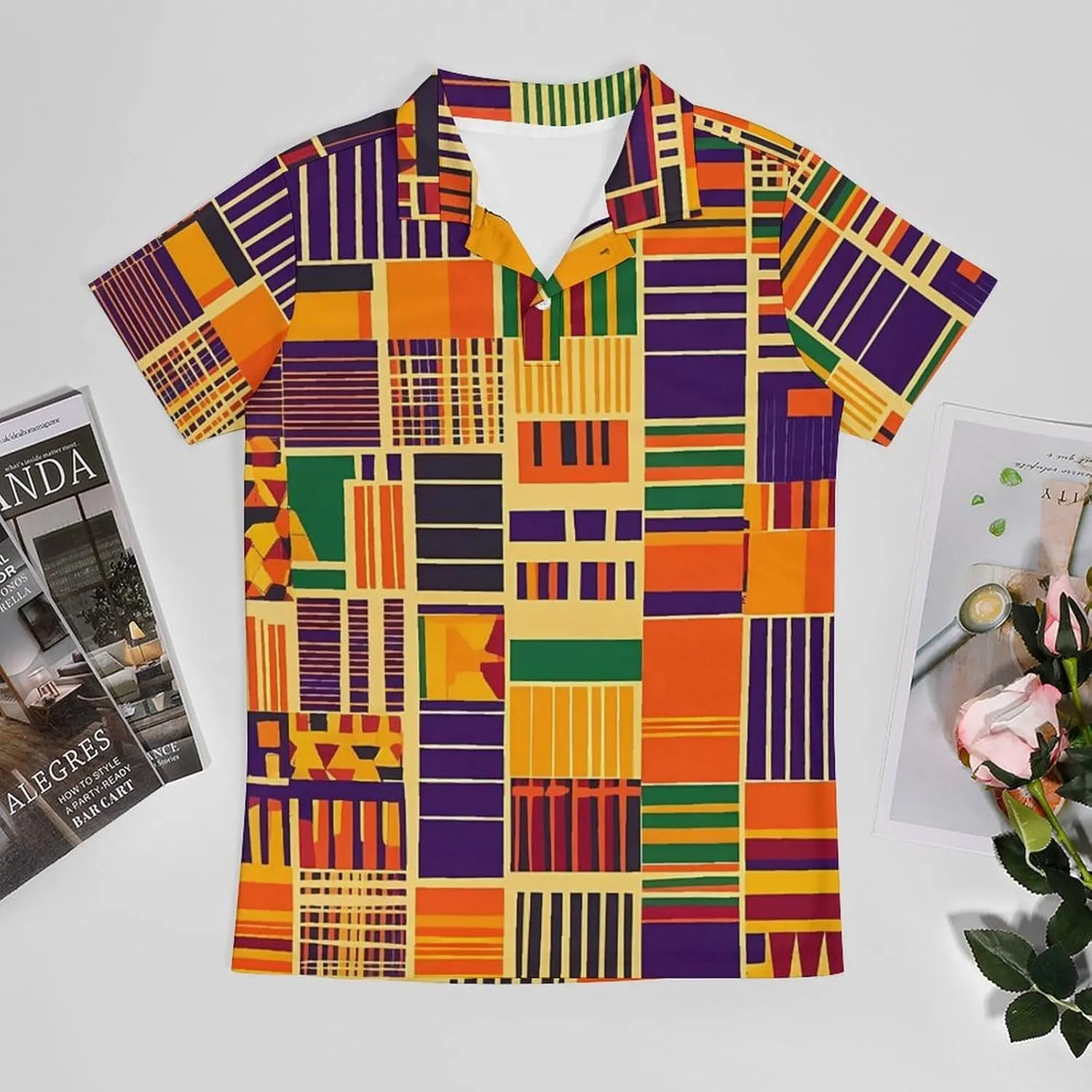 Kente Cloth Pattern Men's Polo-Shirt Regular-Fit Short Sleeve Sports Quick Dry Golf Tennis T-Shirt