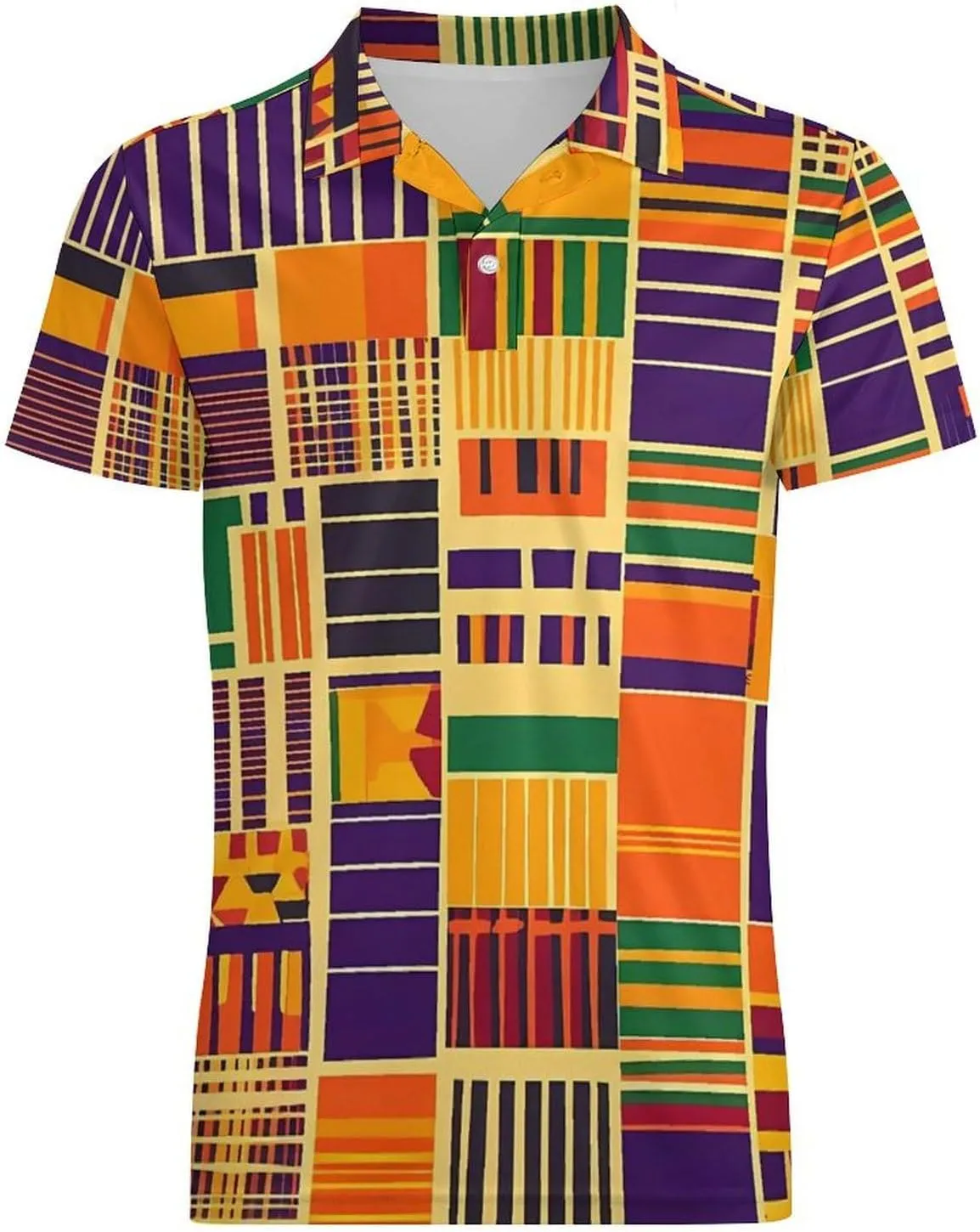 Kente Cloth Pattern Men's Polo-Shirt Regular-Fit Short Sleeve Sports Quick Dry Golf Tennis T-Shirt