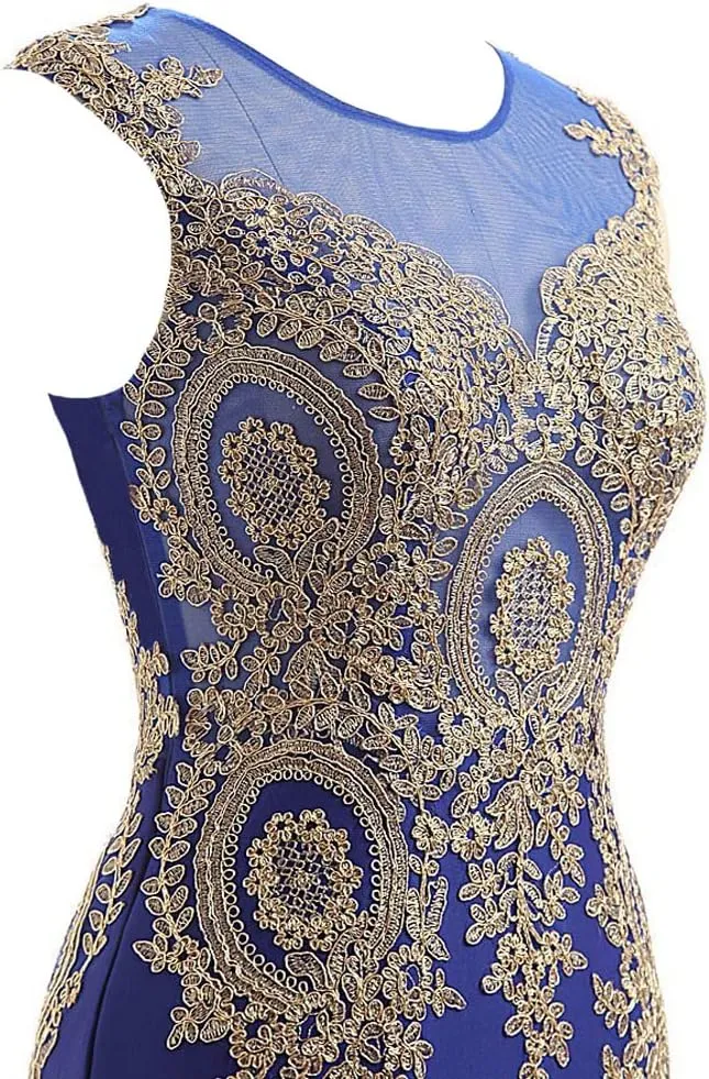 Kivary Women's Gold Lace Sexy Mermaid Sheer Formal Corset Prom Evening Dresses