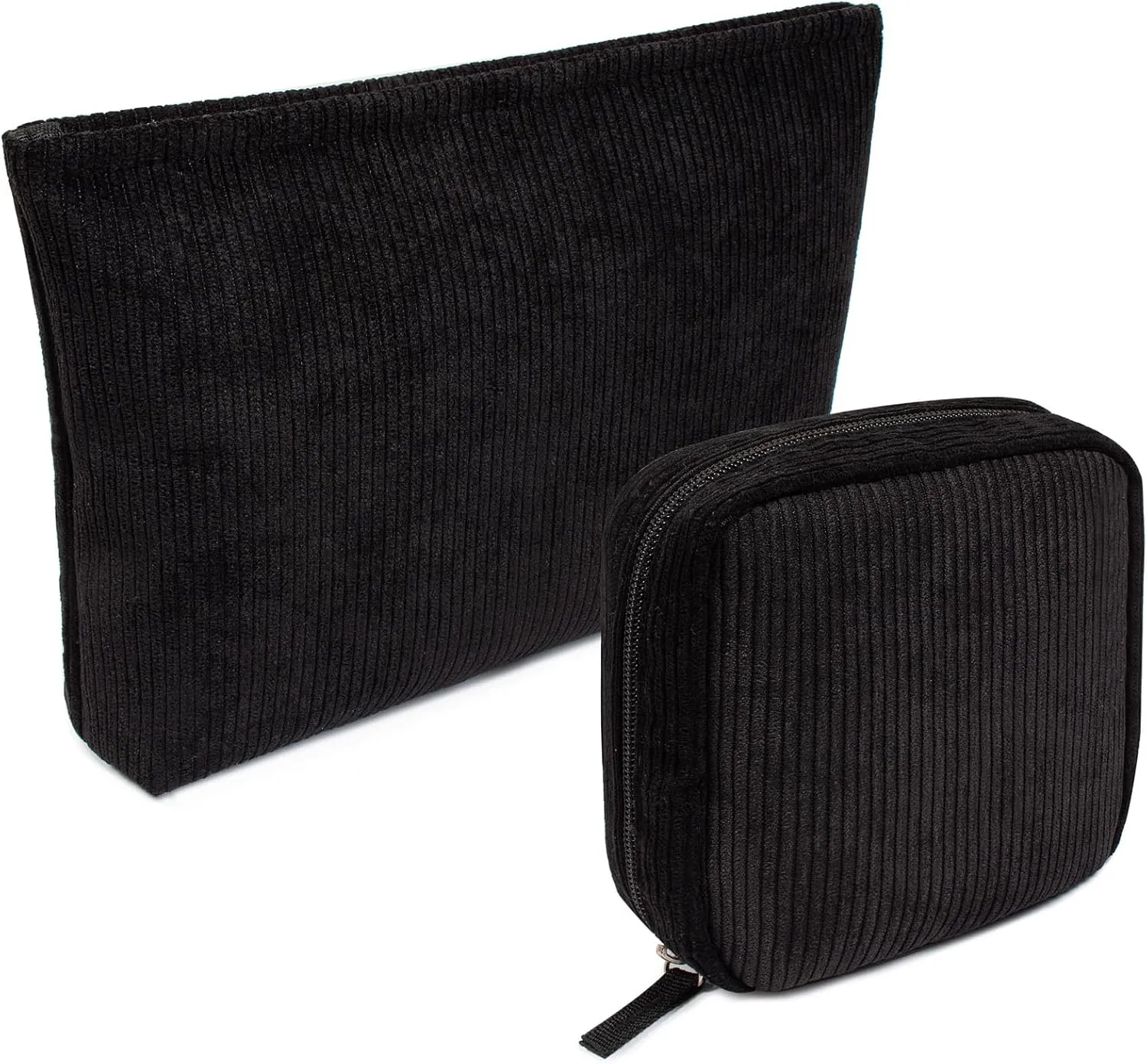 KOTORA 2 Pcs Corduroy Makeup Bag for Purse,Preppy Makeup Bags Travel Accessories,Small Makeup Bag with Zipper Makeup Bag Organizer Preppy Stuff,Coin Purse Essetnals Gifts for Women