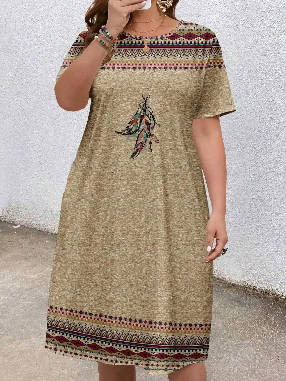 LALAGEN Women's 2025 Summer Dresses Plus Size Metric Print Sundress, Suitable for Summer