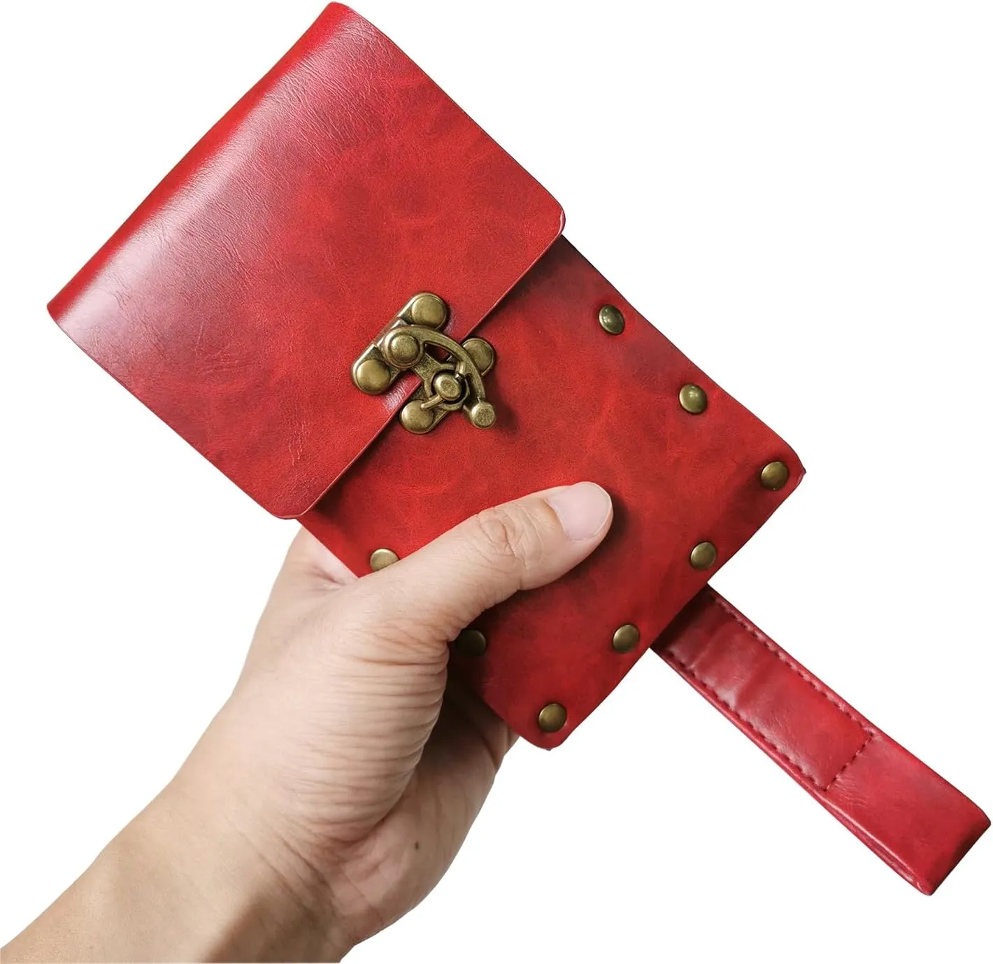 Larswon Renaissance Leg Harness Bag - Synthetic Leather Belt Bag for Women - Red