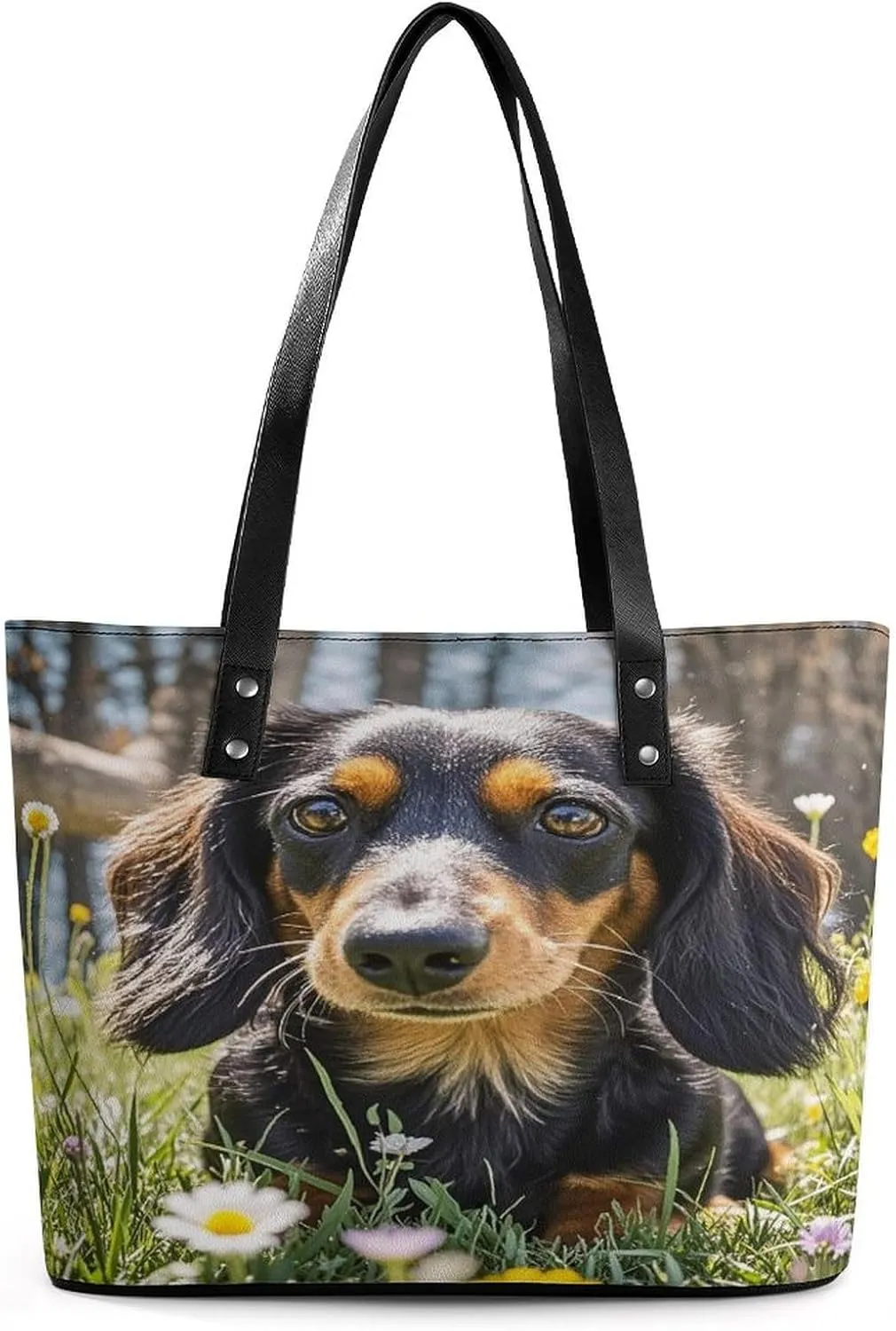 Leather Tote Bag Crossbody Bags for Women Fashion Top Handle Handbag Cute Dachshund Ladies Shoulder Bags Casual Beach Bag Gym Bages Ladies Purses for Shopping Work Travel