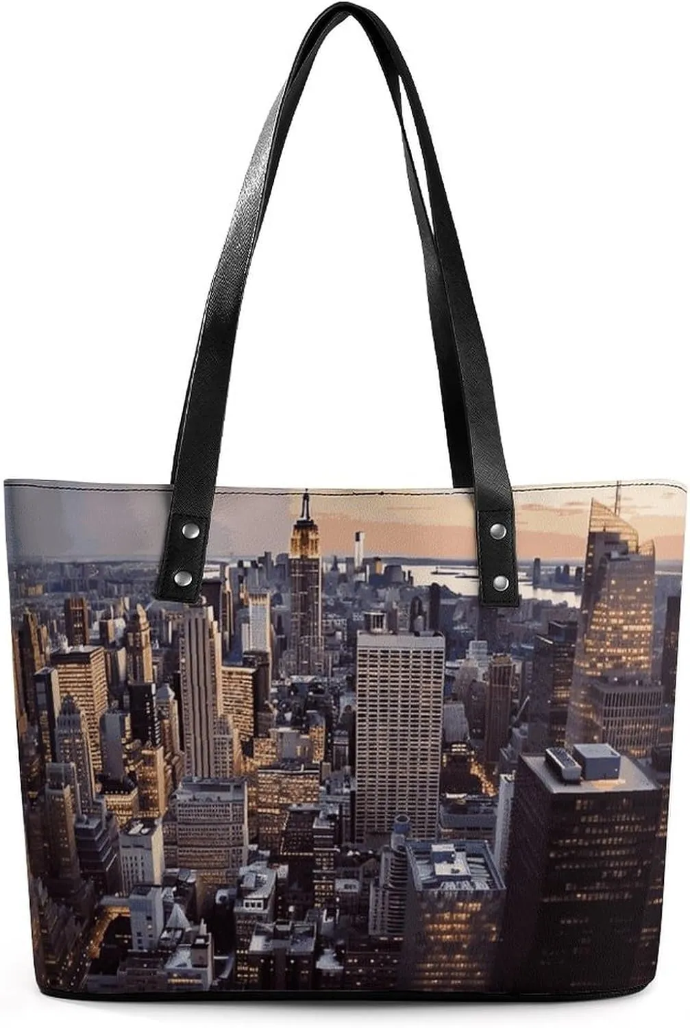 Leather Tote Bag Crossbody Bags for Women Fashion Top Handle Handbag New York City Ladies Shoulder Bags Casual Beach Bag Gym Bages Ladies Purses for Shopping Work Travel