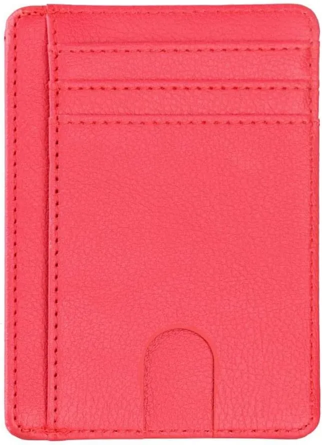 Leather Wallet Credit ID Card Holder Purse Money Case for Men Women 2020 Fashion Bag(D)