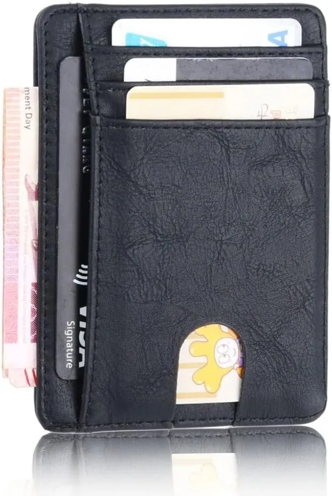 Leather Wallet Credit ID Card Holder Purse Money Case for Men Women 2020 Fashion Bag(D)