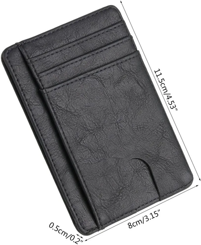 Leather Wallet Credit ID Card Holder Purse Money Case for Men Women 2020 Fashion Bag(D)