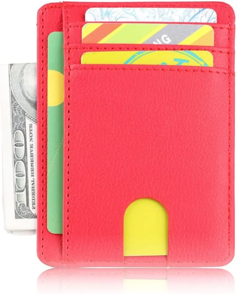 Leather Wallet Credit ID Card Holder Purse Money Case for Men Women 2020 Fashion Bag(D)