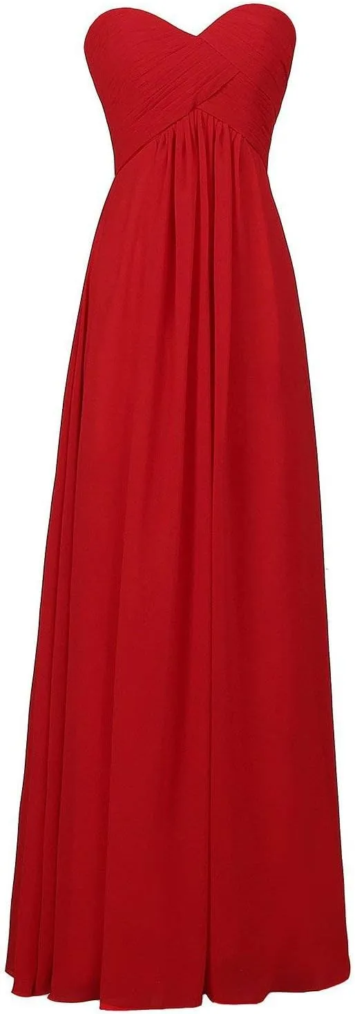 Lemai Sweetheart Pleats Long A Line Corset Formal Women Prom Bridesmaid Dresses