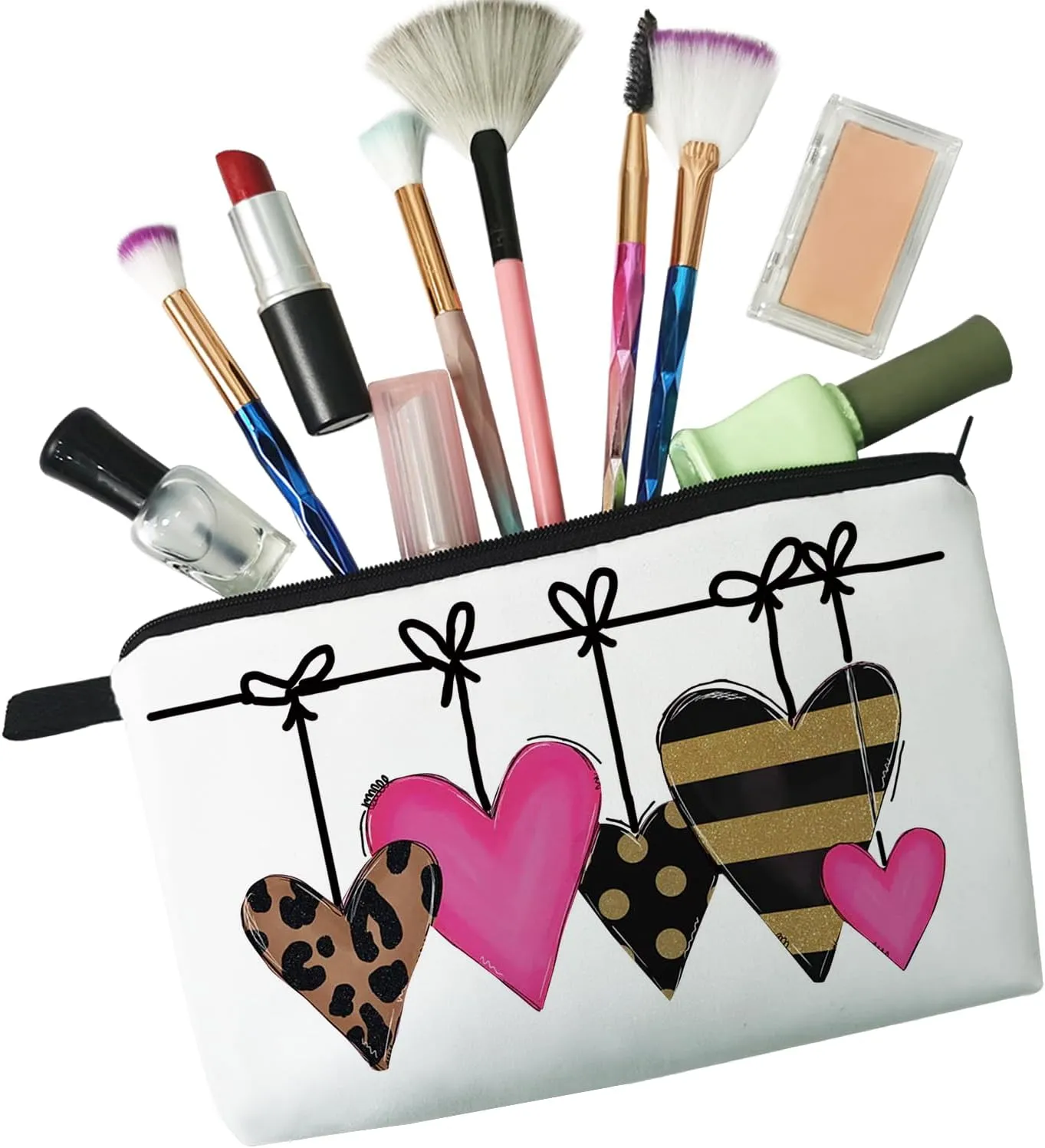 Leopard Heart Cosmetic Bag for Women Cute Small Makeup Bag for Purse Travel Toiletry Zipper Pouch for Girls Gift for Sisters Leopard Heart Makeup Bag for Her