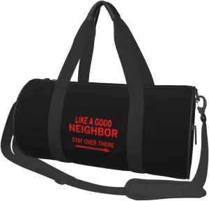 Like A Good Neighbor Stay Over There Convertible Garment Bag with Shoulder Strap, Carry on Garment Duffel Bag for Men Women - Rolling Foldable for Travel Luggage Bags (Black)