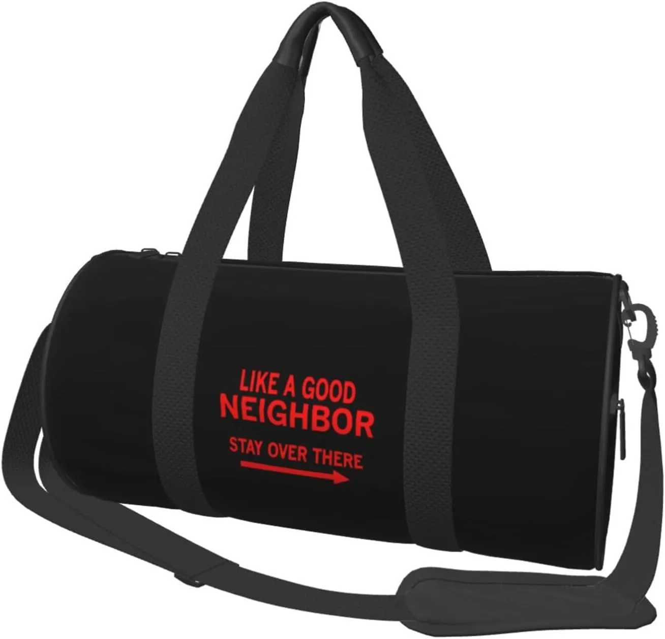 Like A Good Neighbor Stay Over There Convertible Garment Bag with Shoulder Strap, Carry on Garment Duffel Bag for Men Women - Rolling Foldable for Travel Luggage Bags (Black)