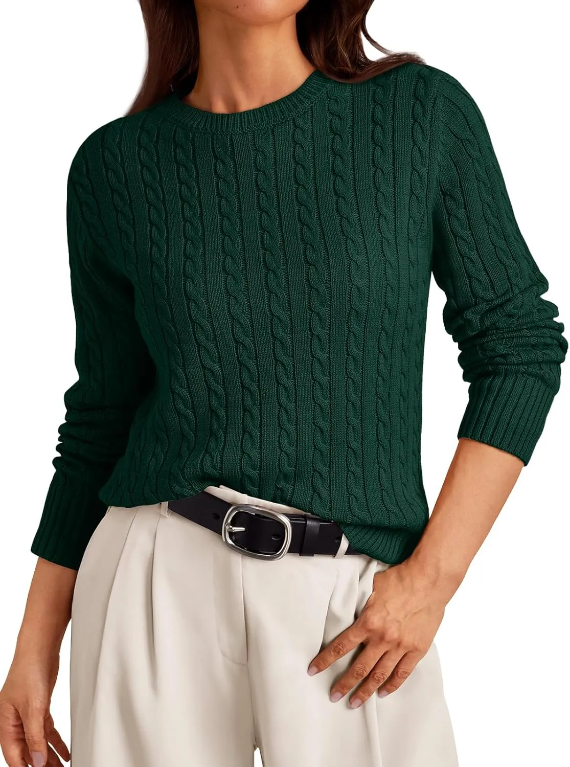 LILLUSORY Cable Knit Sweater Womens Soft Pullover Lightweight Ladies Business Casual Trendy Sweaters 2025