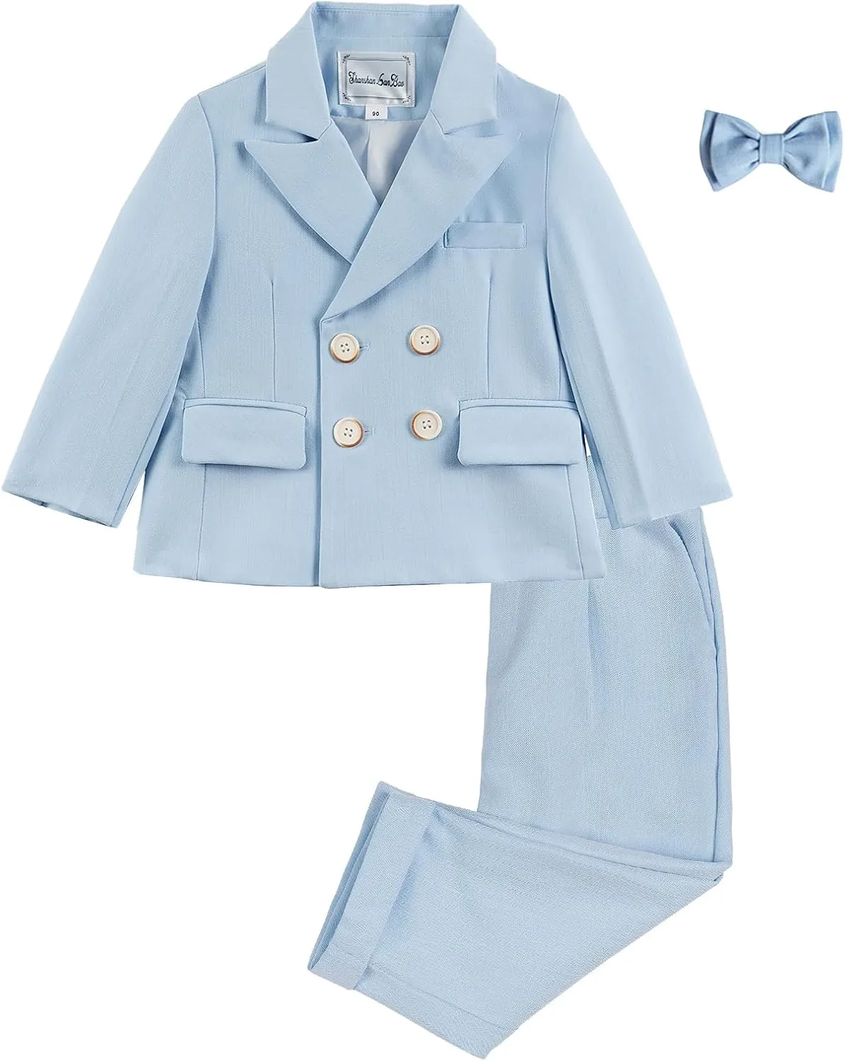 LOLANTA Boys Suits Set Wedding Ring Bearer Outfits Kids Tuxedos Blazer Suit Pant Bow tie, Birthday, Easter Clothes