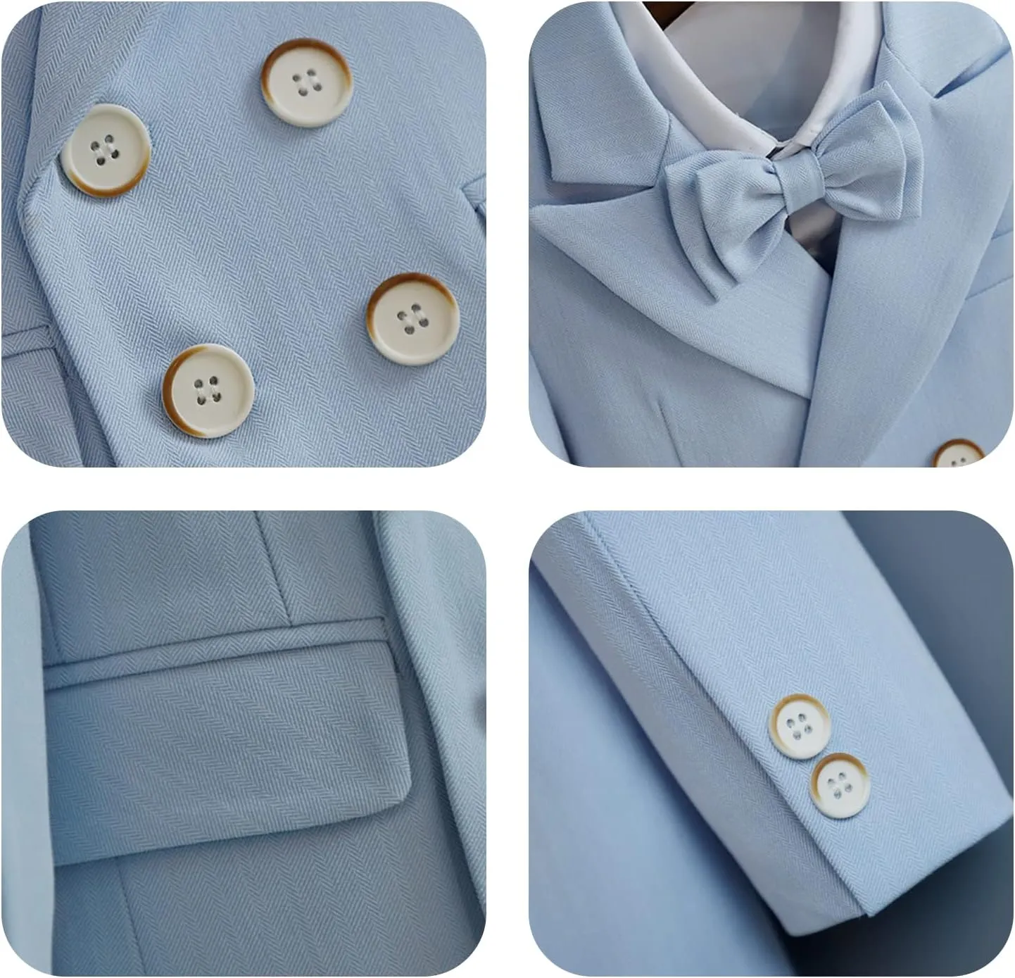 LOLANTA Boys Suits Set Wedding Ring Bearer Outfits Kids Tuxedos Blazer Suit Pant Bow tie, Birthday, Easter Clothes