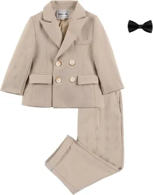 LOLANTA Boys Suits Set Wedding Ring Bearer Outfits Kids Tuxedos Blazer Suit Pant Bow tie, Birthday, Easter Clothes