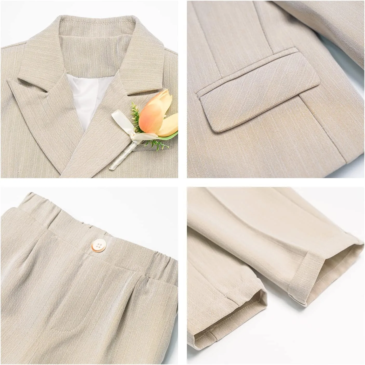 LOLANTA Boys Suits Set Wedding Ring Bearer Outfits Kids Tuxedos Blazer Suit Pant Bow tie, Birthday, Easter Clothes