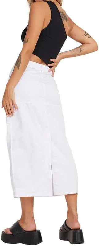 Long Cargo Skirts for Women with Pockets Low Rise Drawstring Shirred Baggy Skirt E Girls Vintage Harajuku Streetwear