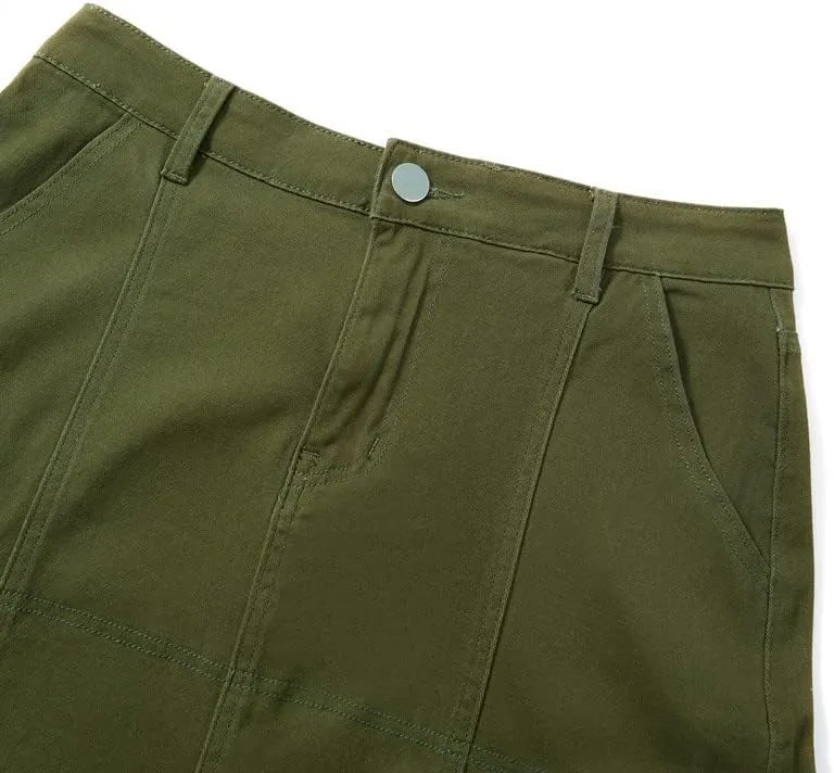 Long Cargo Skirts for Women with Pockets Low Rise Drawstring Shirred Baggy Skirt E Girls Vintage Harajuku Streetwear