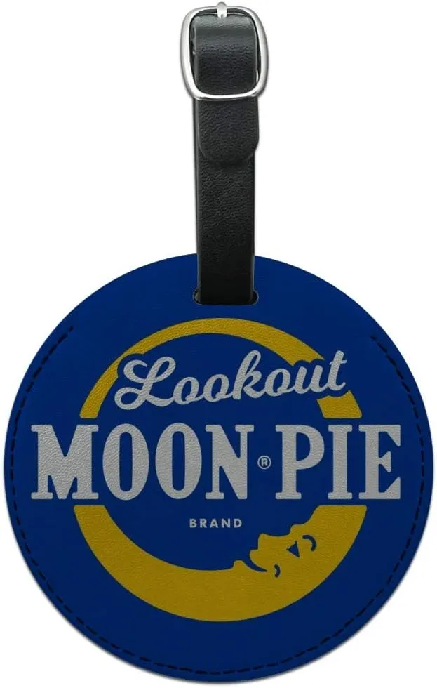 Lookout MoonPie Logo Round Leather Luggage Card Suitcase Carry-On ID Tag
