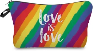 Love Is Love Cosmetic Bag for Women Cute Small Makeup Bag for Purse Travel Toiletry Zipper Rainbow Pouch for Girls Gift for LGBT Love Is Love Makeup Bag for Her