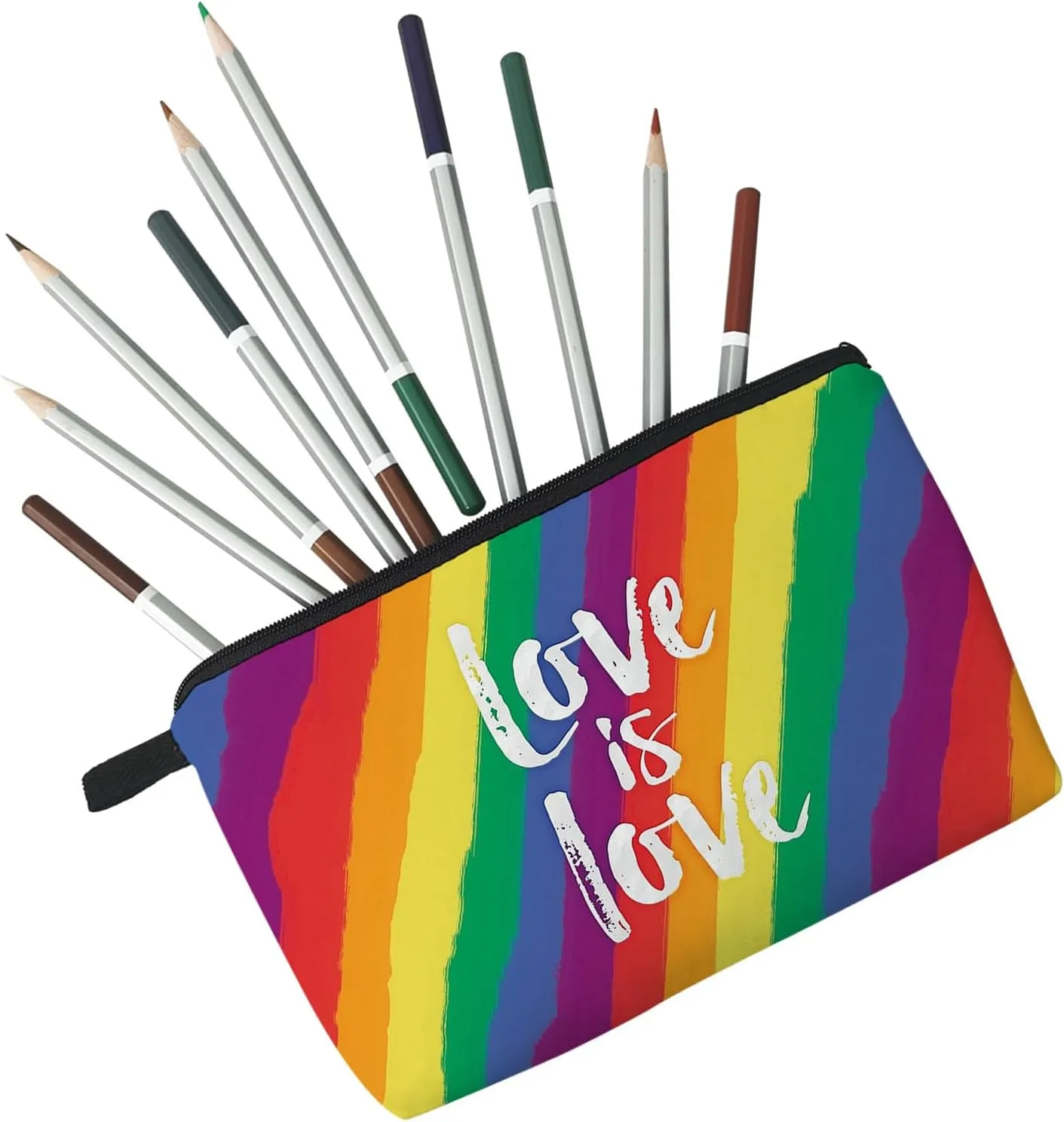 Love Is Love Cosmetic Bag for Women Cute Small Makeup Bag for Purse Travel Toiletry Zipper Rainbow Pouch for Girls Gift for LGBT Love Is Love Makeup Bag for Her