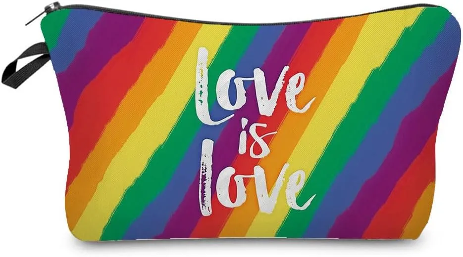 Love Is Love Cosmetic Bag for Women Cute Small Makeup Bag for Purse Travel Toiletry Zipper Rainbow Pouch for Girls Gift for LGBT Love Is Love Makeup Bag for Her