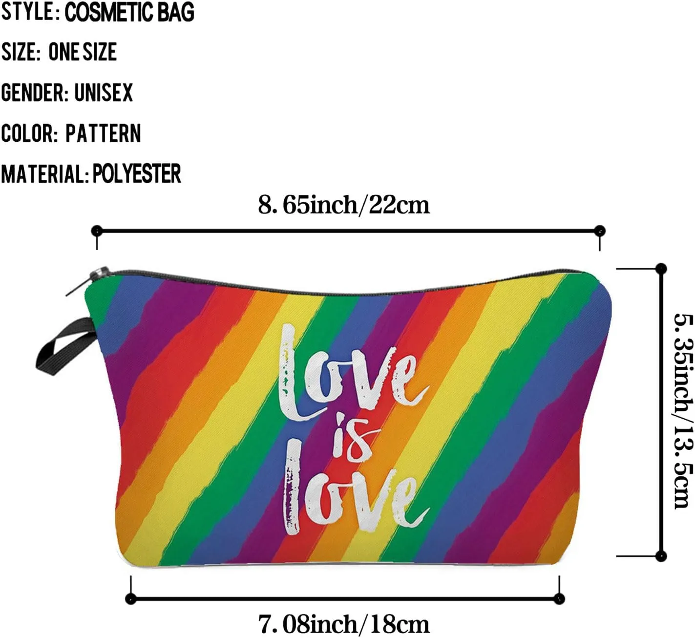 Love Is Love Cosmetic Bag for Women Cute Small Makeup Bag for Purse Travel Toiletry Zipper Rainbow Pouch for Girls Gift for LGBT Love Is Love Makeup Bag for Her