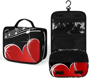 Love Travel Hanging Toiletry Bag for Women,with Jewelry Organizer Compartment, Note Waterproof Hanging Makeup Bag for Travel Size Toiletries