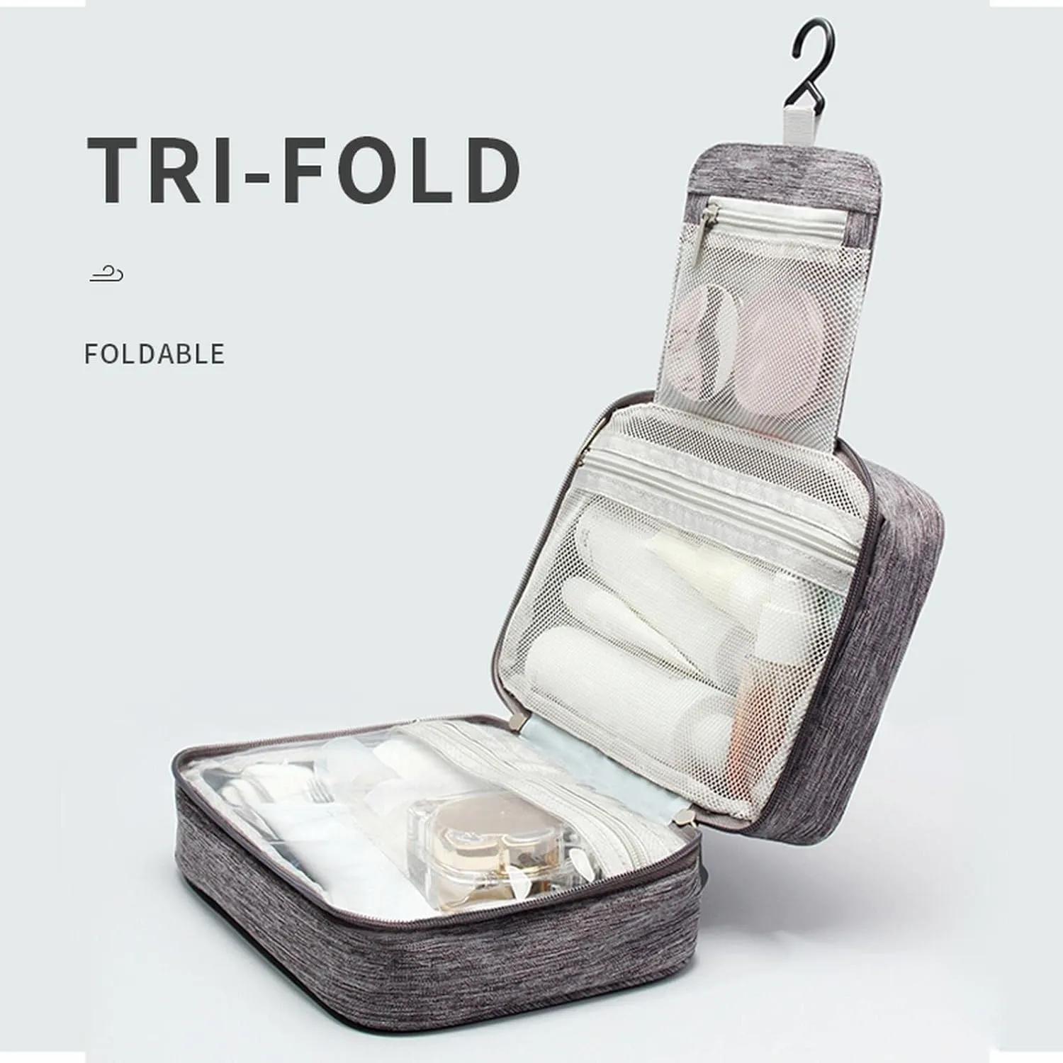 Makeup Toiletry Bag Travel Makeup Cosmetic Bag Large Hanging Toiletry Bag Storage with 3 Compartments Travel Organizer for Men and Women